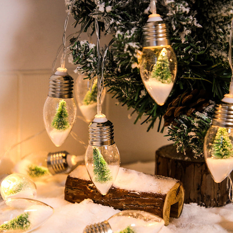 Christmas Tree Snow Globe String Lights