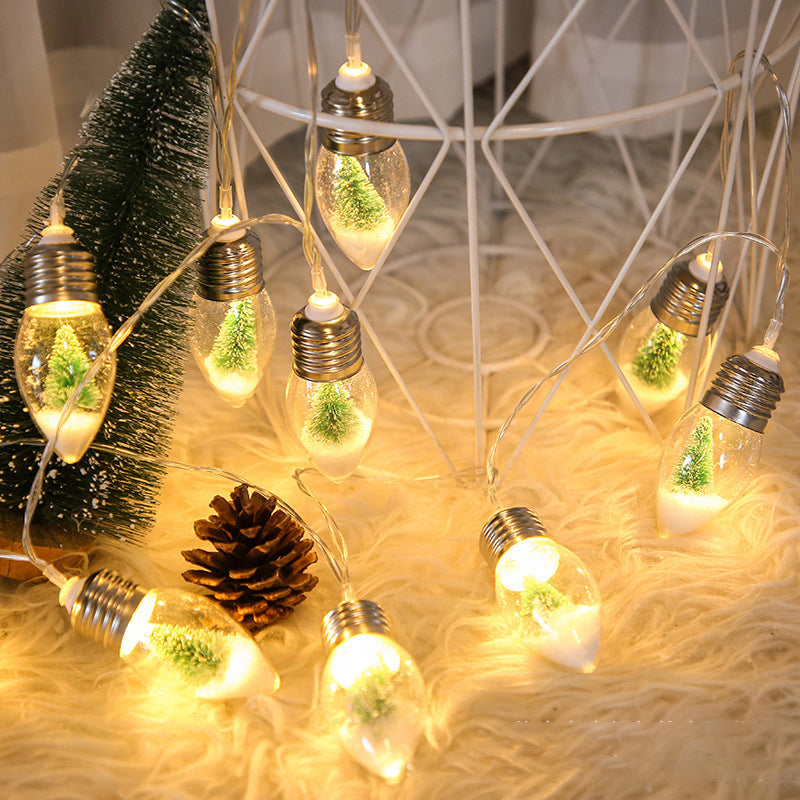 Christmas Tree Snow Globe String Lights