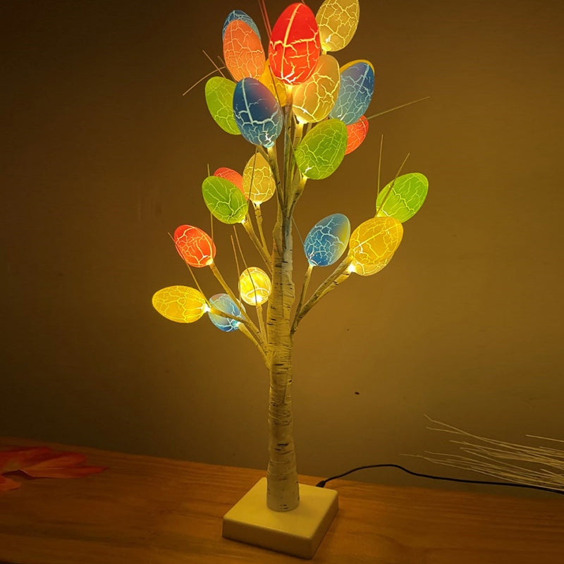 Lighted Birch Tree with 24 Pieces Easter Egg Ornaments