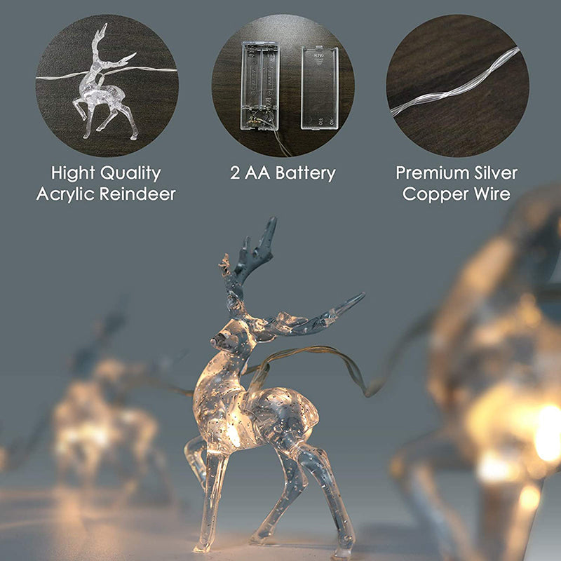 Warm White Reindeer String Lights