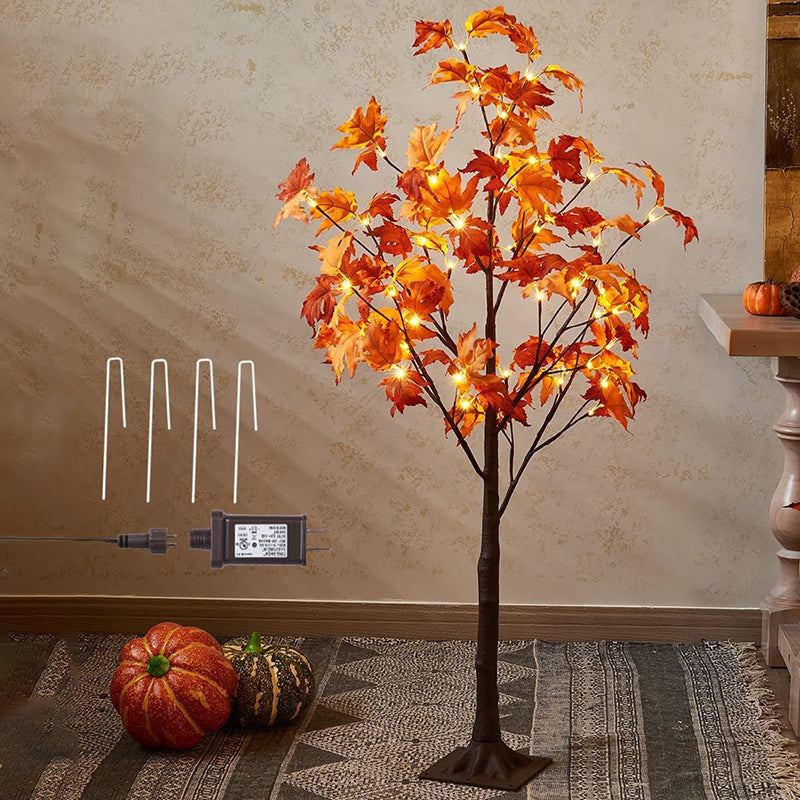 Lighted Maple Tree Fall Decorations Battery Operated Patent Exclusive Pumpkins