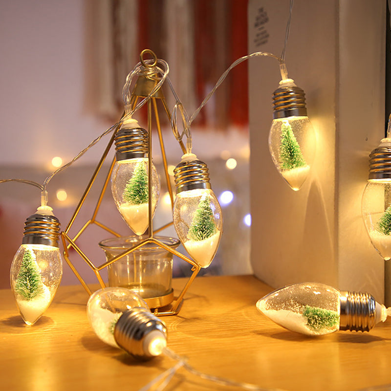 Christmas Tree Snow Globe String Lights