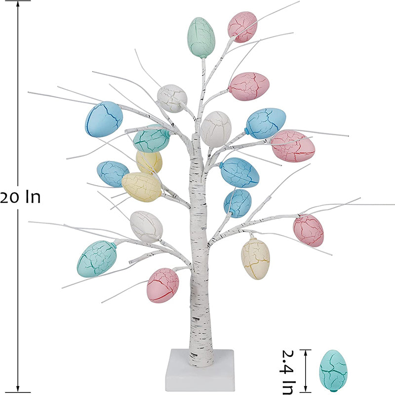 Lighted Birch Tree with 24 Pieces Easter Egg Ornaments