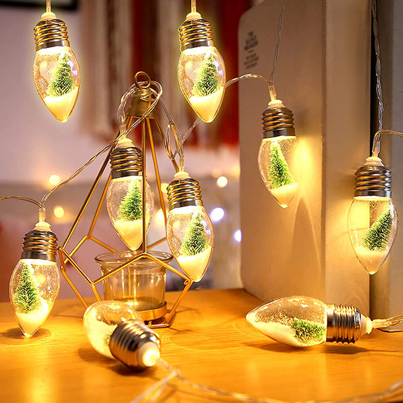 Christmas Tree Snow Globe String Lights