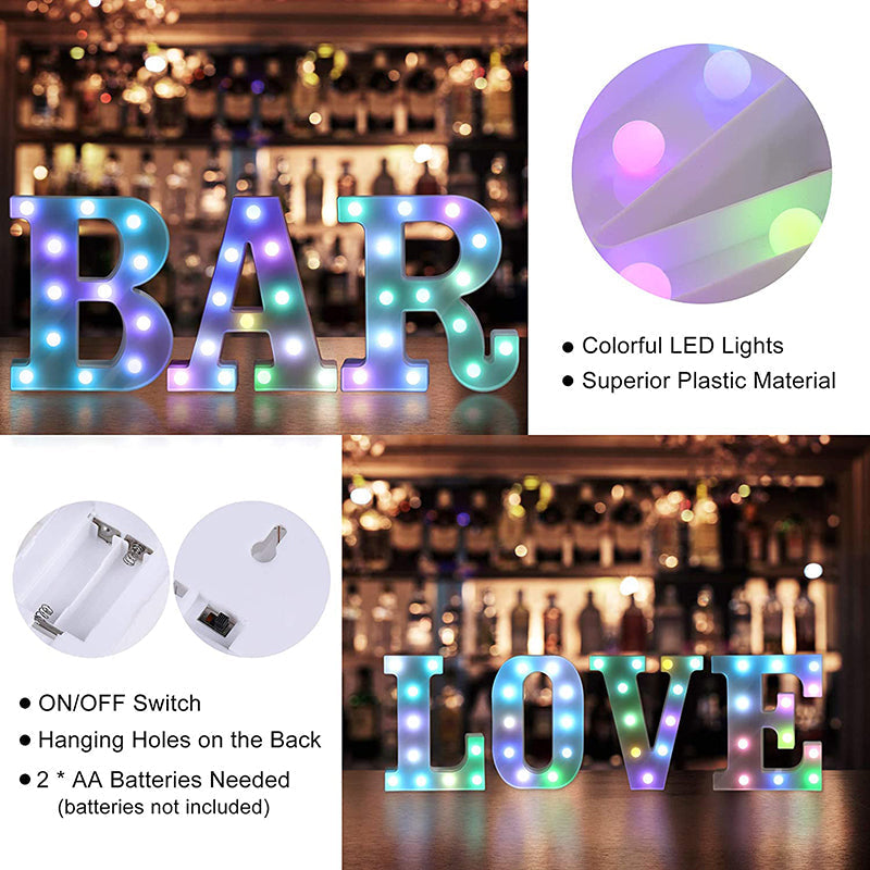 LED Colored Marquee Letters Night Light Letters