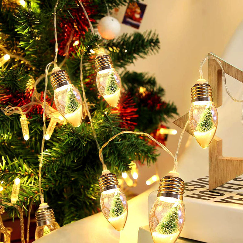 Christmas Tree Snow Globe String Lights