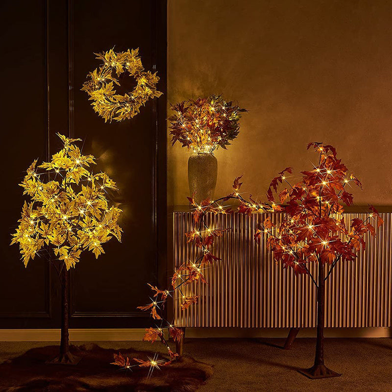 Lighted Maple Tree Fall Decorations Battery Operated Patent Exclusive Pumpkins
