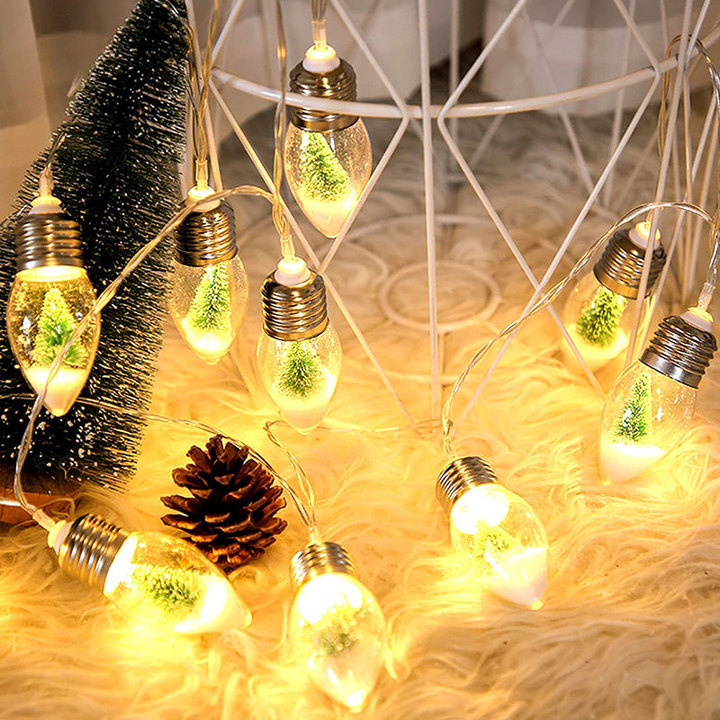 Christmas Tree Snow Globe String Lights