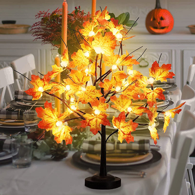 Lighted Maple Tree Fall Decorations Battery Operated Patent Exclusive Pumpkins