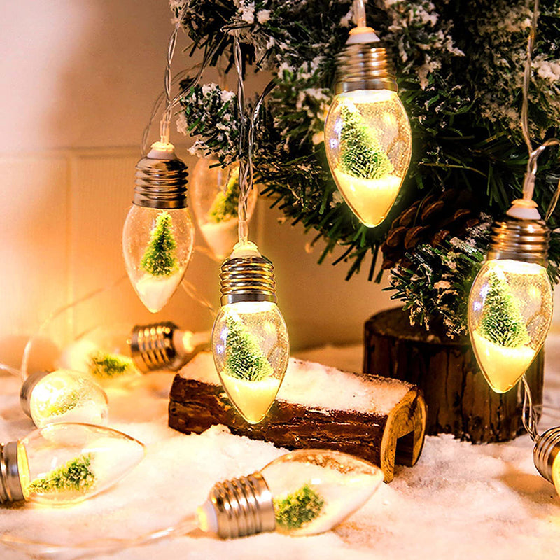 Christmas Tree Snow Globe String Lights