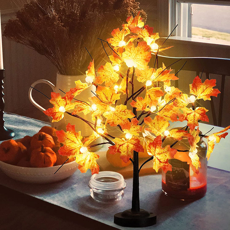 Lighted Maple Tree Fall Decorations Battery Operated Patent Exclusive Pumpkins