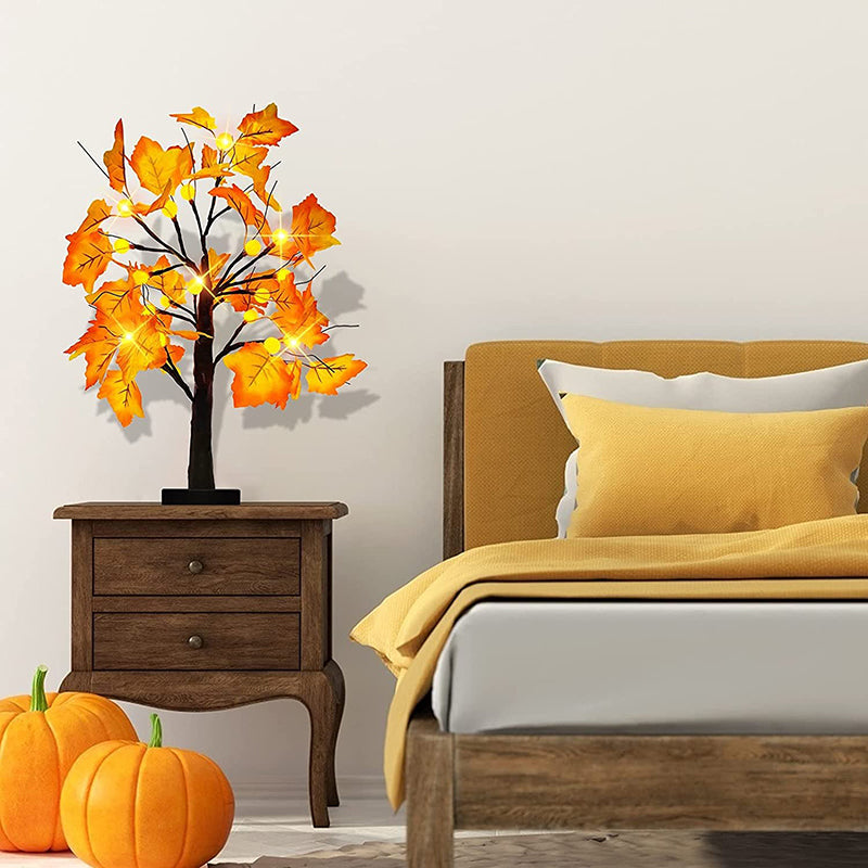 Lighted Maple Tree Fall Decorations Battery Operated Patent Exclusive Pumpkins