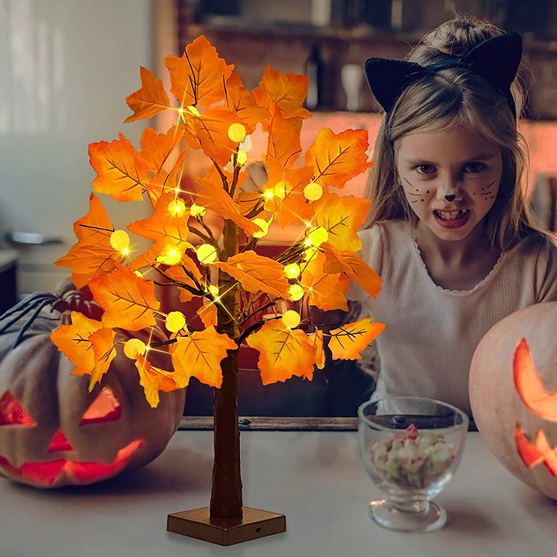 Lighted Maple Tree Fall Decorations Battery Operated Patent Exclusive Pumpkins