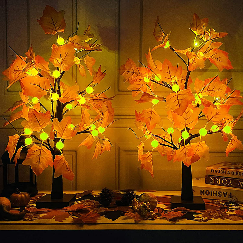 Lighted Maple Tree Fall Decorations Battery Operated Patent Exclusive Pumpkins