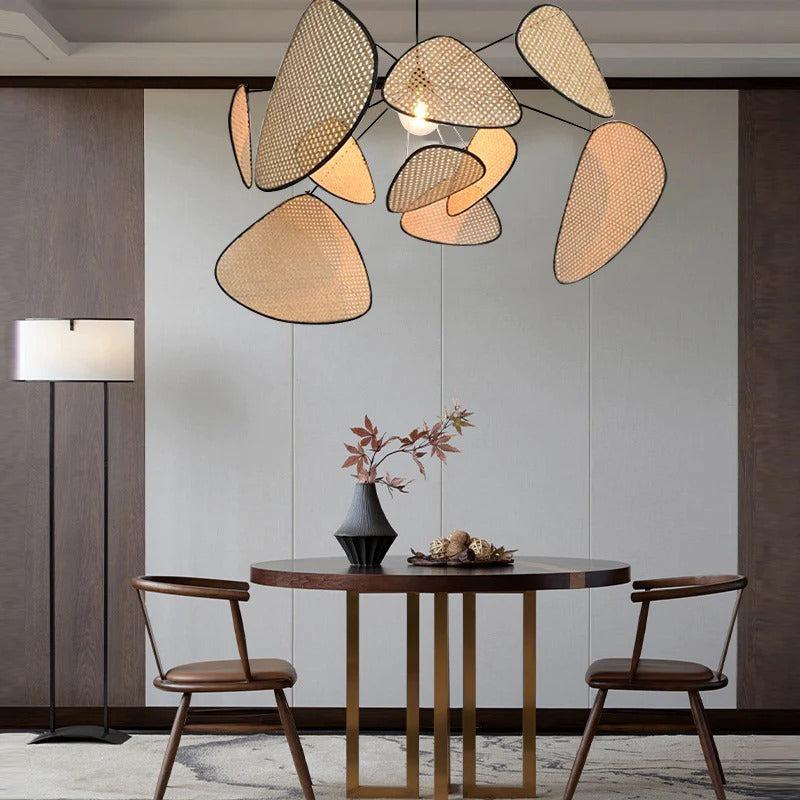 Retro Rattan Chandelier Handmade Pendant Lampshade