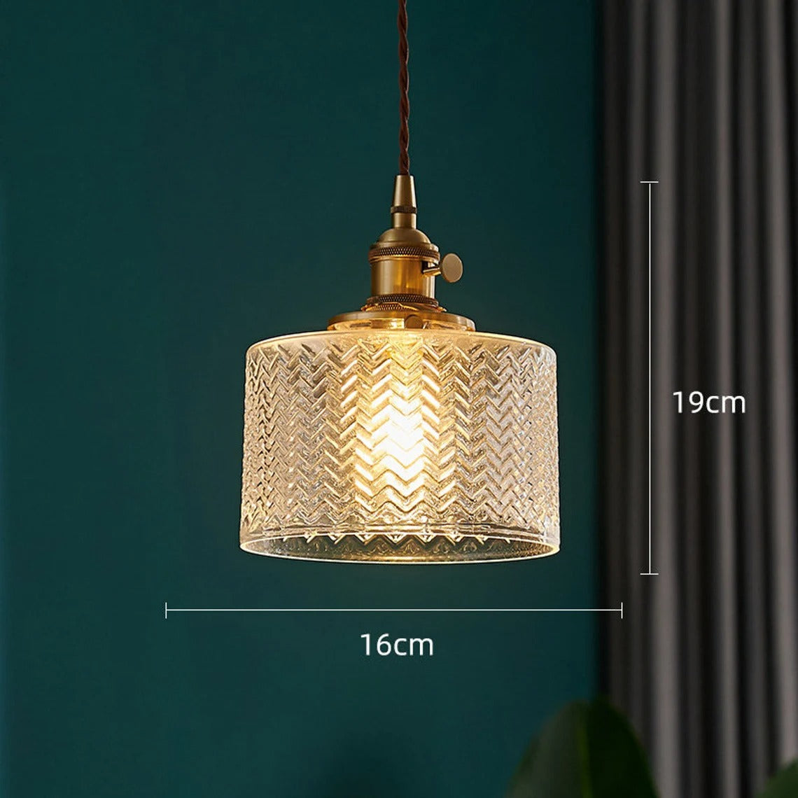 Green Ripple Glass Hanging Light Fixture