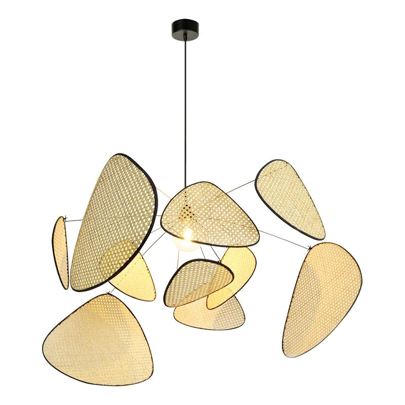 Retro Rattan Chandelier Handmade Pendant Lampshade