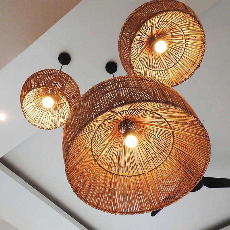 Boho Wicker Pendant Lighting Rattan Lampshade