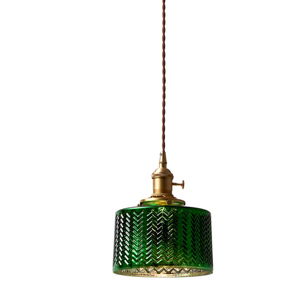 Green Ripple Glass Hanging Light Fixture