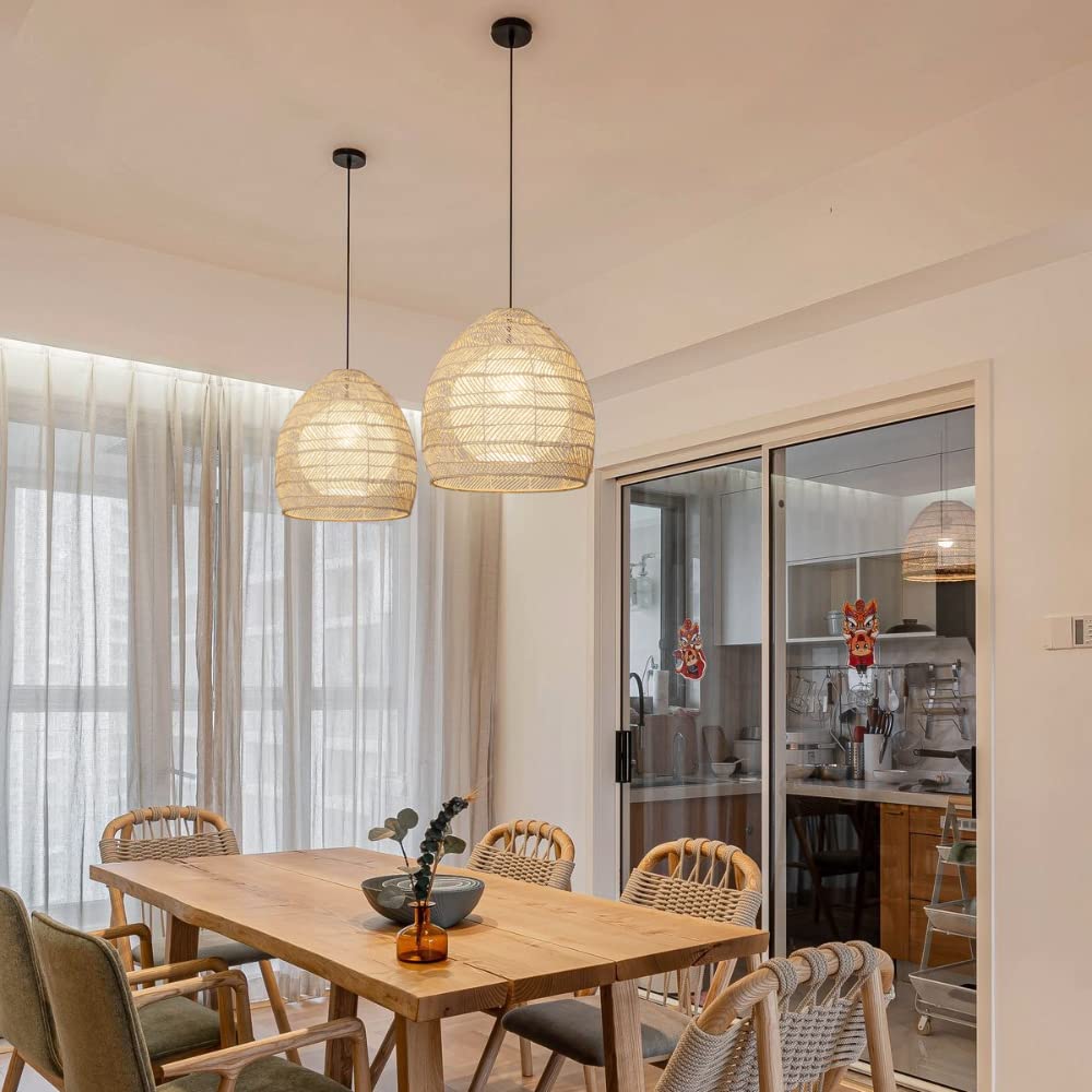 Simple Basket Rattan Wicker Pendant Light Lampshade