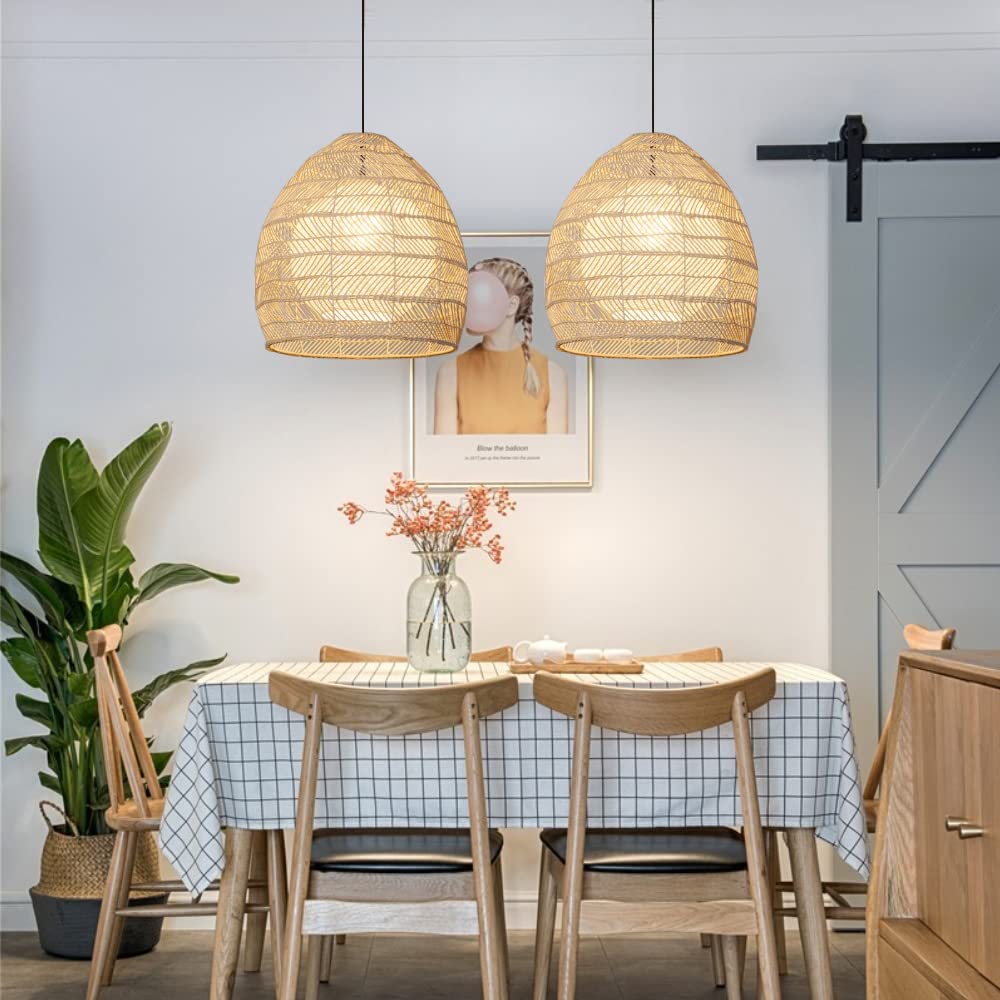 Simple Basket Rattan Wicker Pendant Light Lampshade