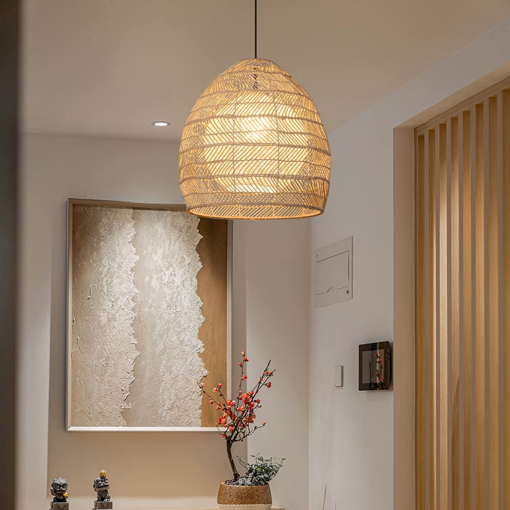 Simple Basket Rattan Wicker Pendant Light Lampshade