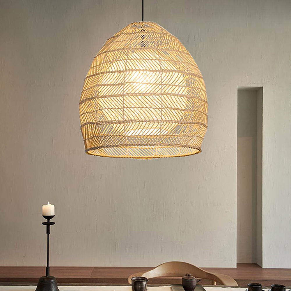 Simple Basket Rattan Wicker Pendant Light Lampshade