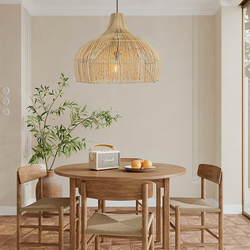 Boho Wicker Pendant Lighting Rattan Lampshade