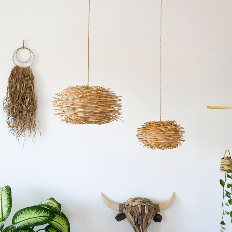 Rattan Lamp Shade Rustic Pendant Light Woven Lamp Chandelier