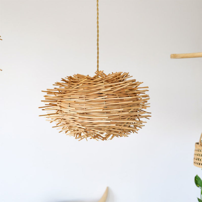 Rattan Lamp Shade Rustic Pendant Light Woven Lamp Chandelier