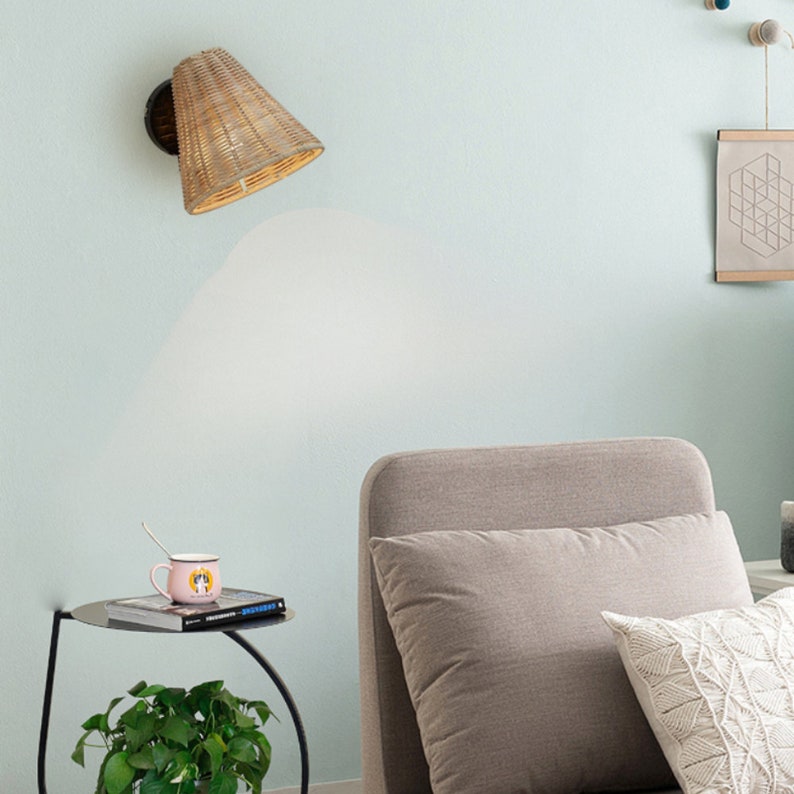 Rattan Wall Lamp Plug In Wall Lights Wicker Lampshade