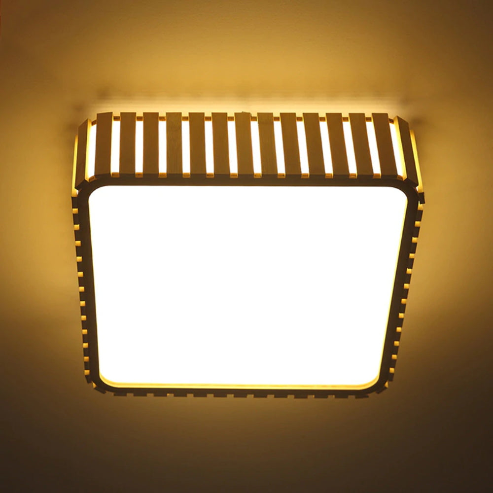 Square Wood Ceiling Light Led Wood Pendant Lamp