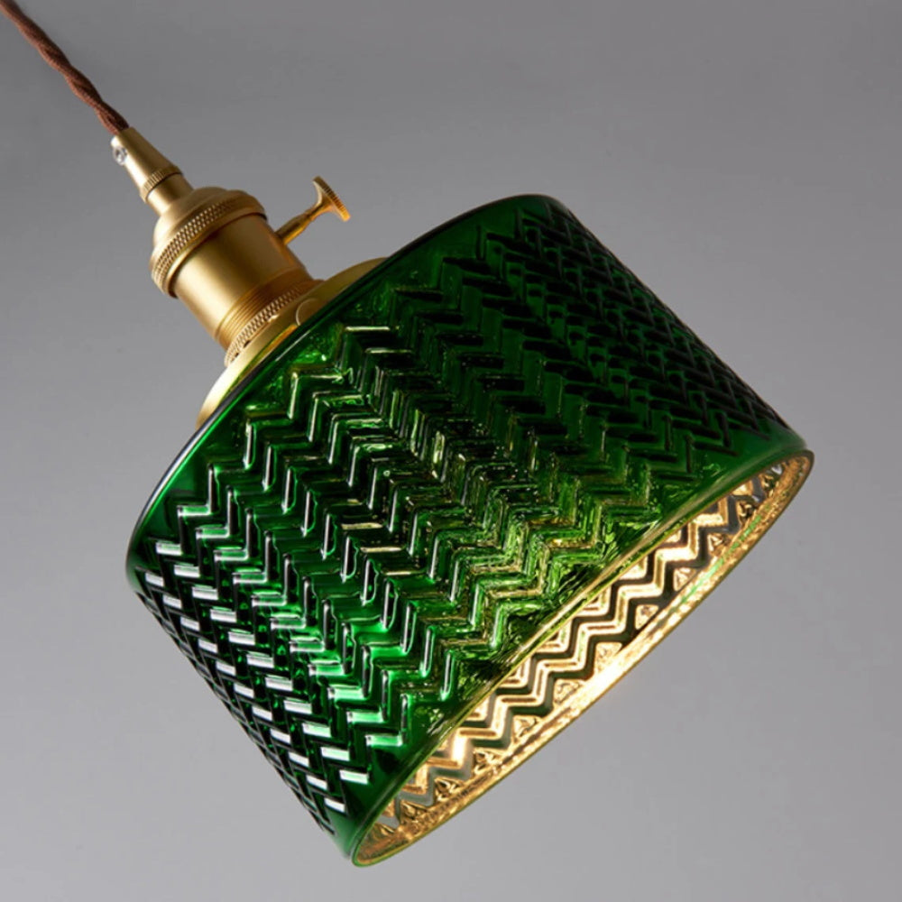 Green Ripple Glass Hanging Light Fixture