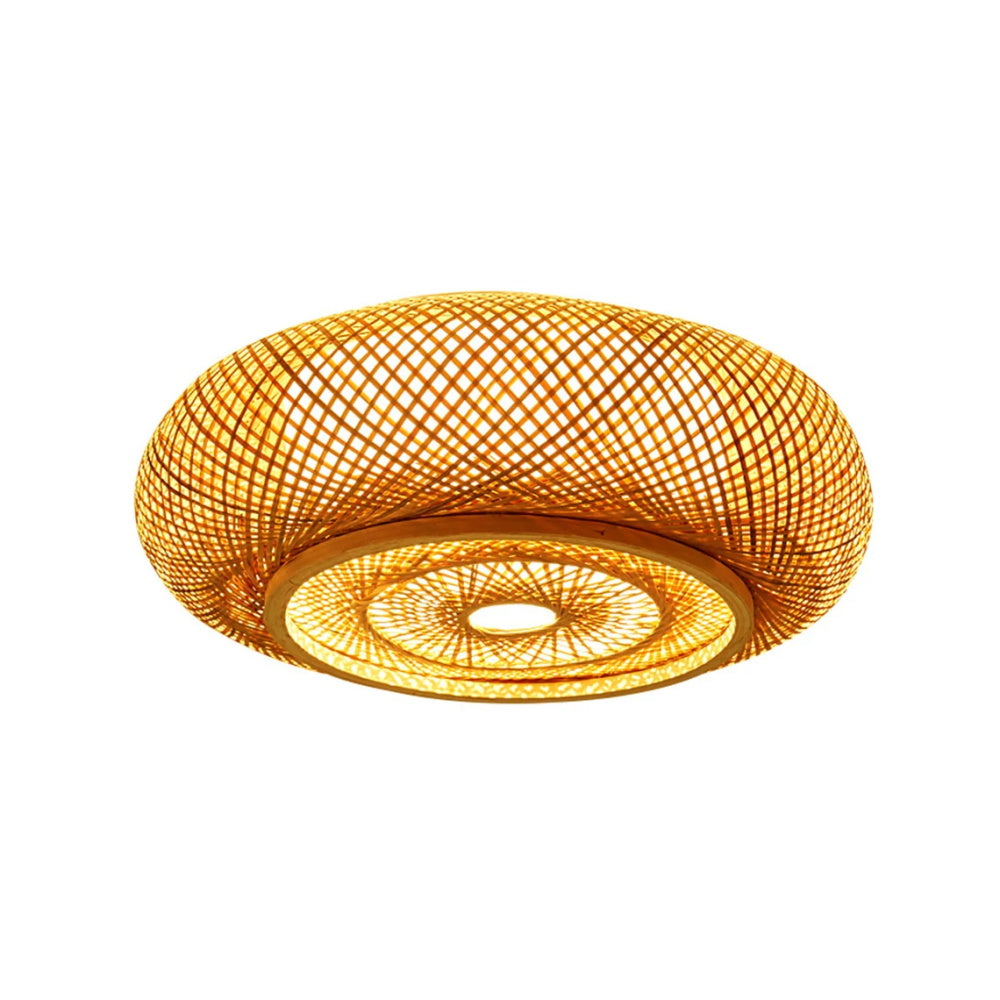 Bamboo Handcrafted Bedroom Flush Mount Light Fixture