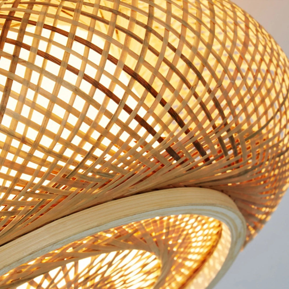Bamboo Handcrafted Bedroom Flush Mount Light Fixture