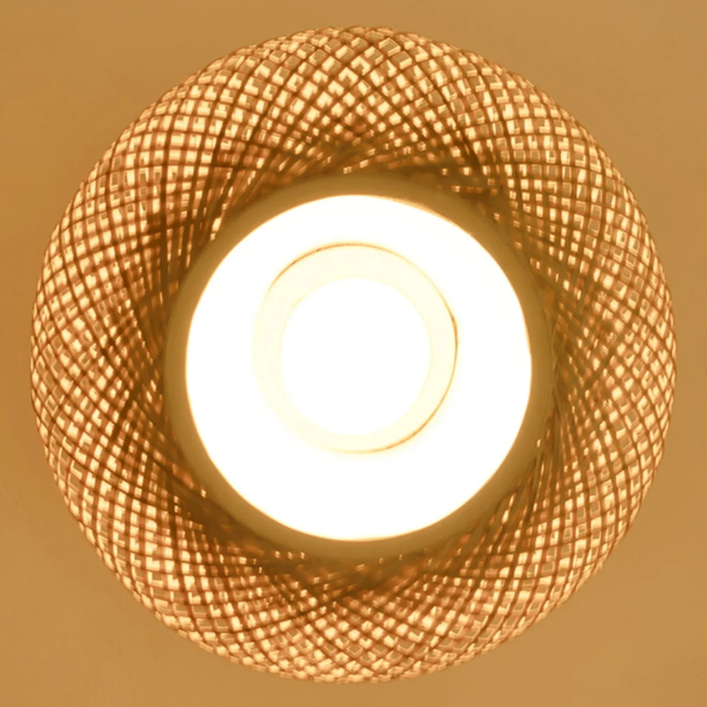 Bamboo Wide Lantern Semi Flush Mount Traditional Pendant Lights