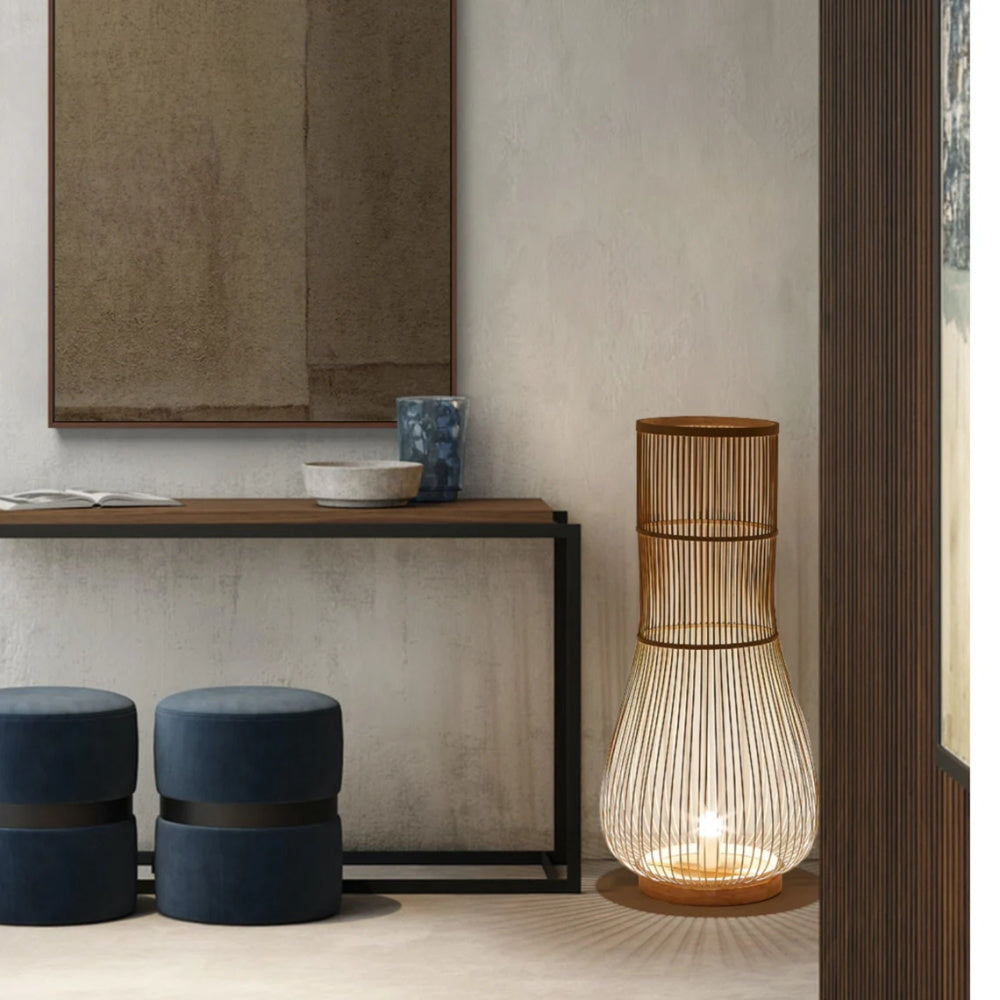 Bamboo Fish Trap Standing Light Floor Lamp