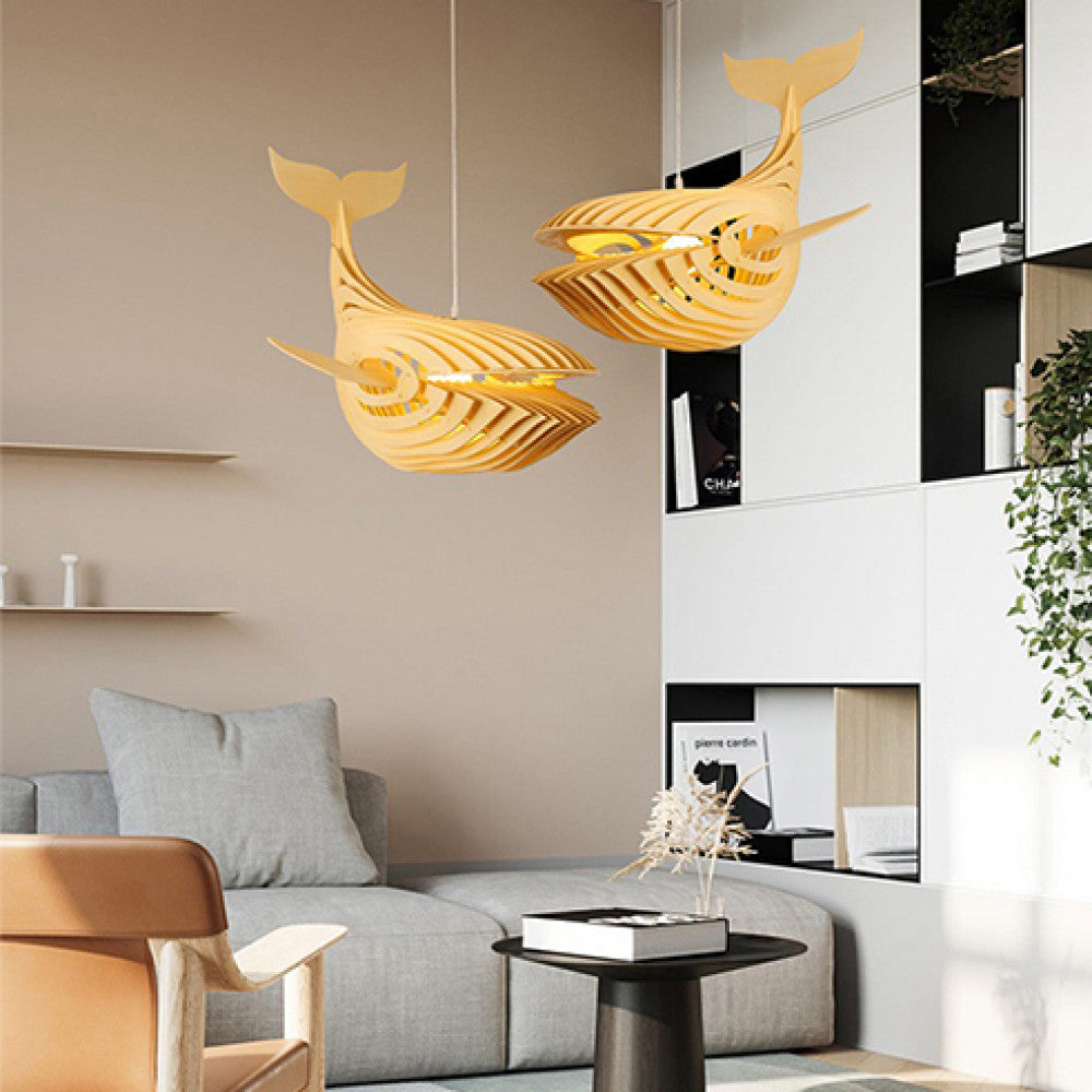 Solid Wood Whale Lamp Shade