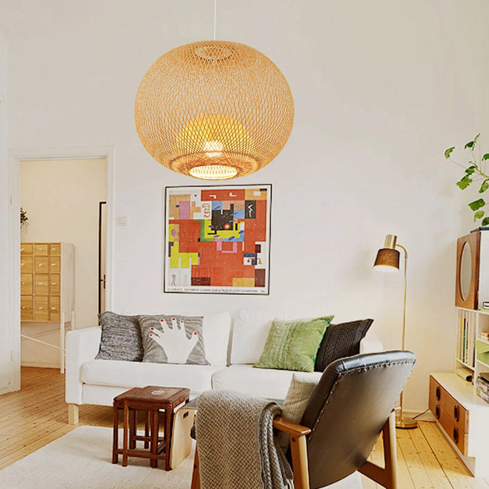 Sphere Bamboo Suspension Pendant Light