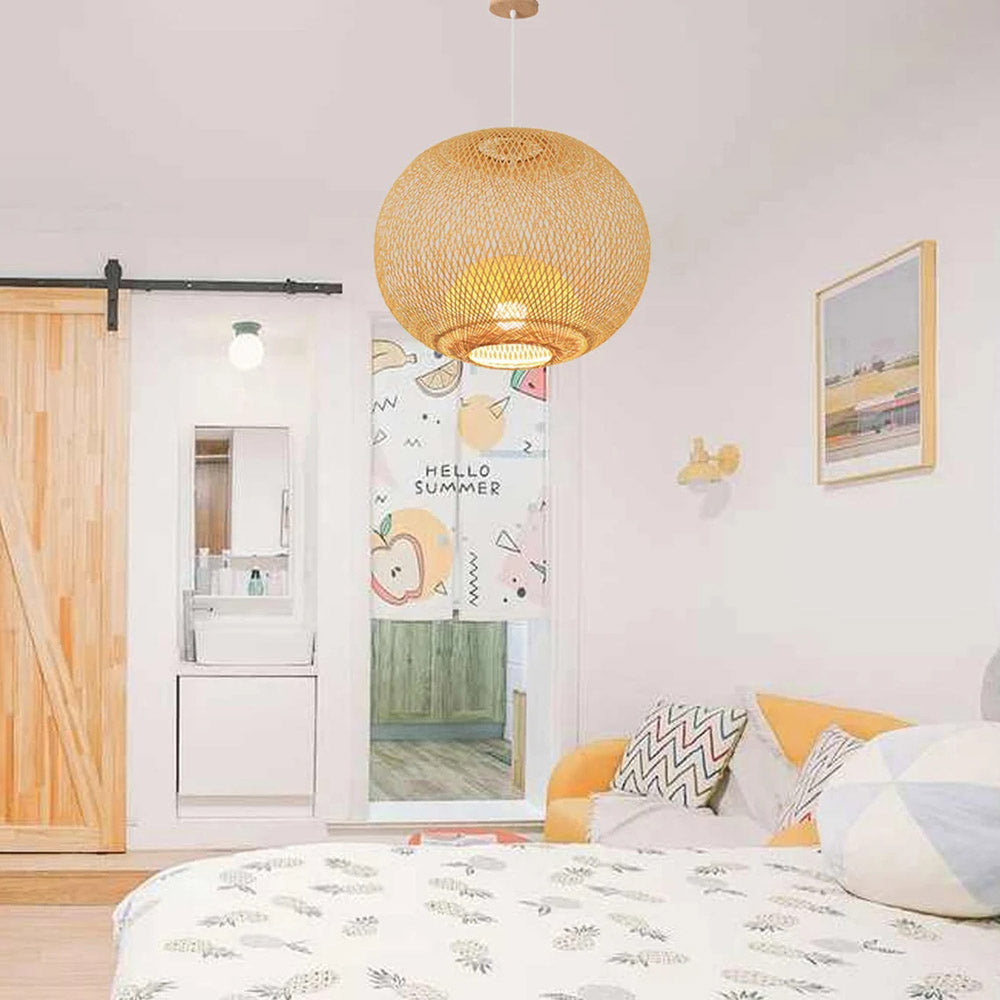 Sphere Bamboo Suspension Pendant Light
