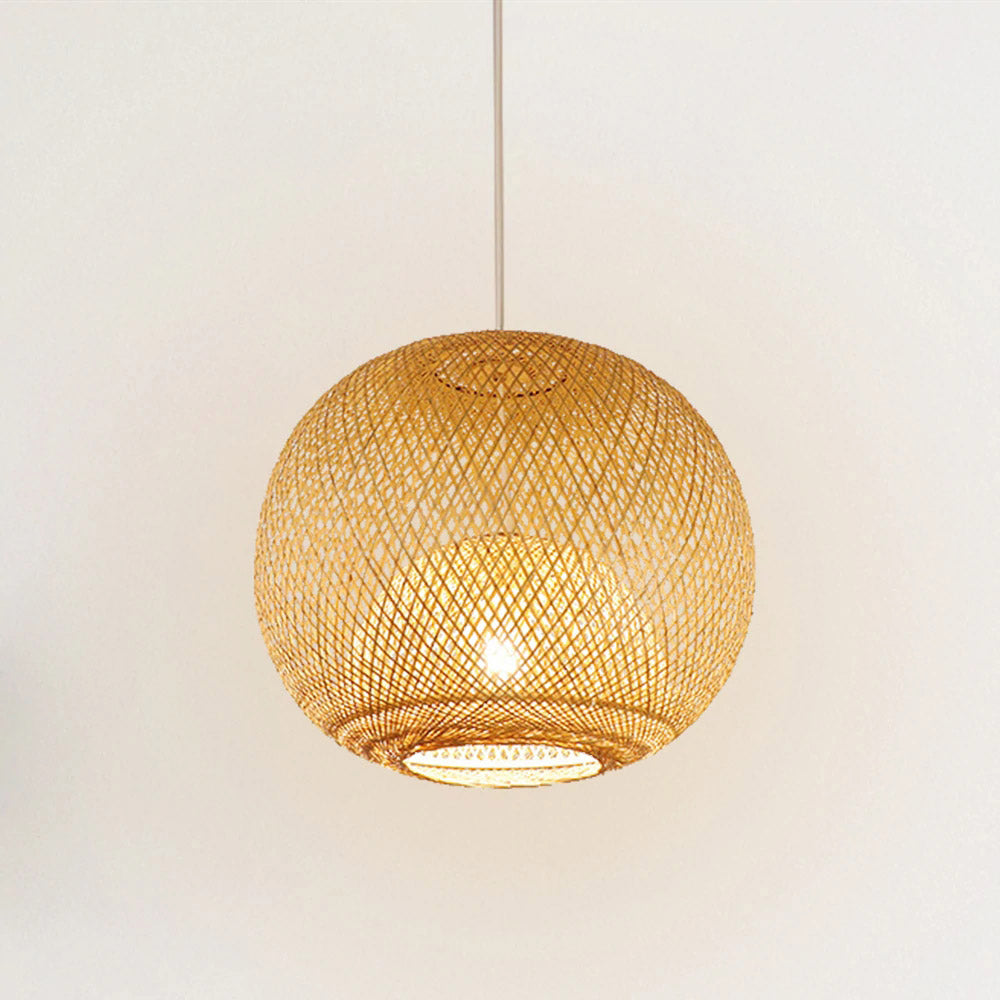 Sphere Bamboo Suspension Pendant Light