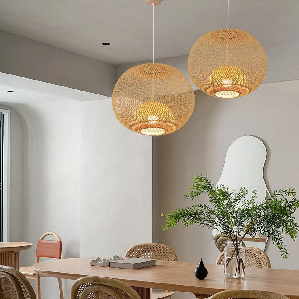 Sphere Bamboo Suspension Pendant Light
