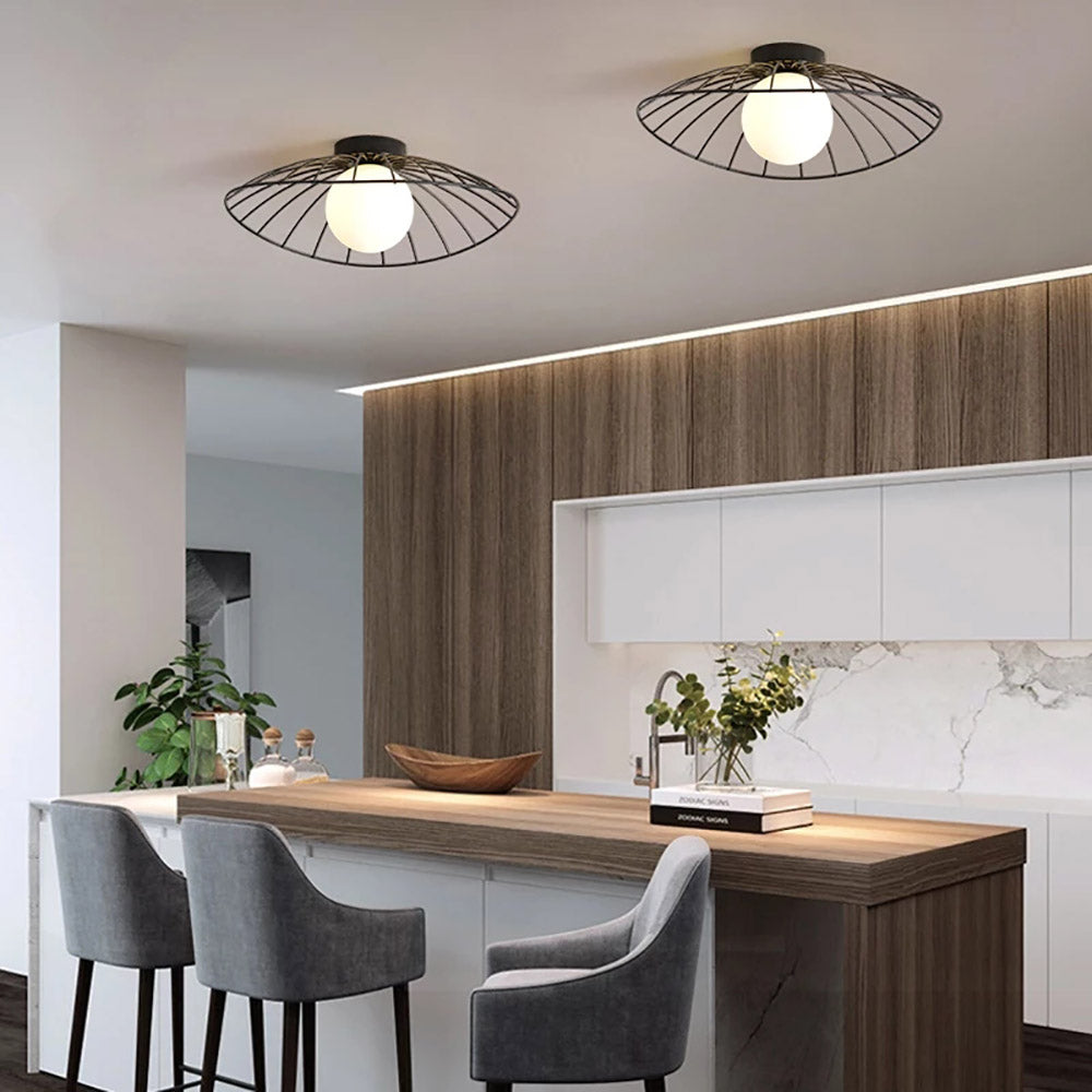 Creative Nordic Straw Hat Ceiling Lights