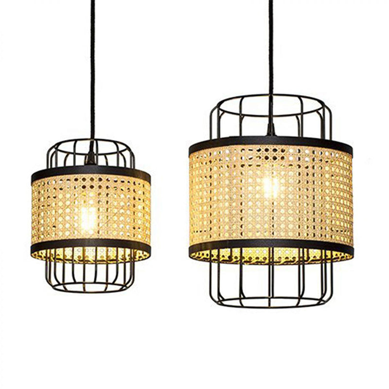 Rattan Lantern Ceiling Light Handwoven
