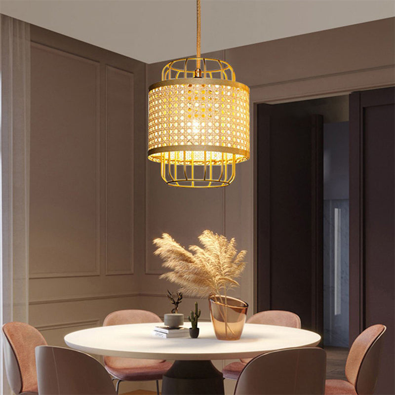 Rattan Lantern Ceiling Light Handwoven