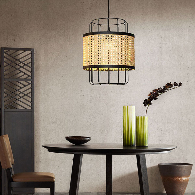 Rattan Lantern Ceiling Light Handwoven
