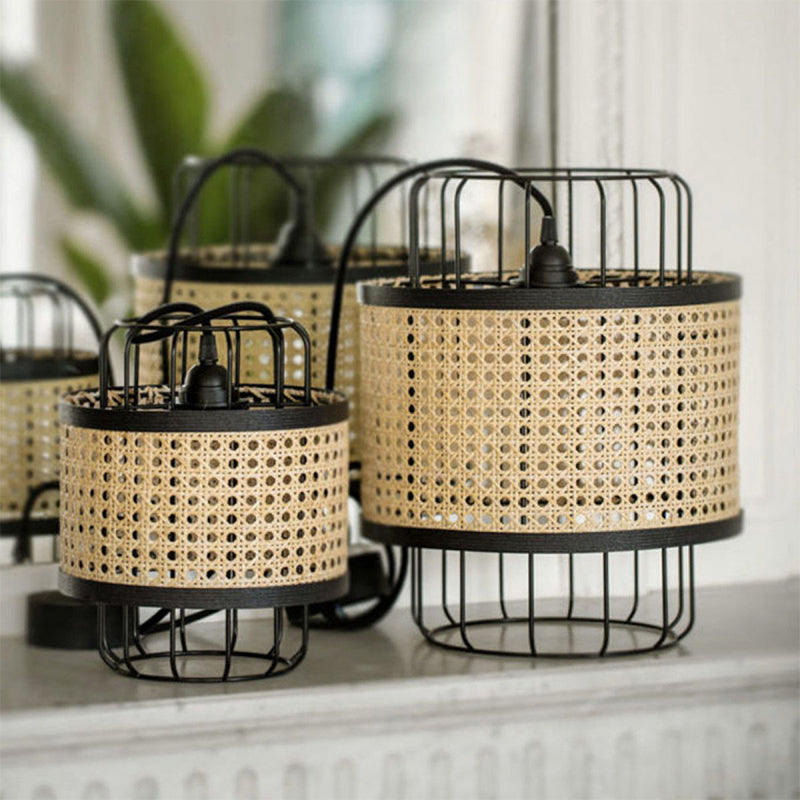 Rattan Lantern Ceiling Light Handwoven