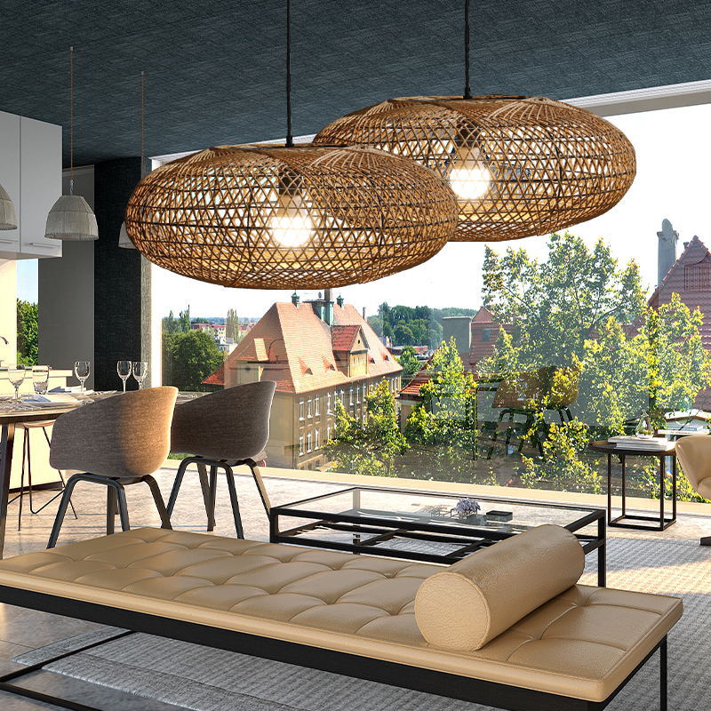 Hand Woven Pendant Light Rattan Lantern Lampshade