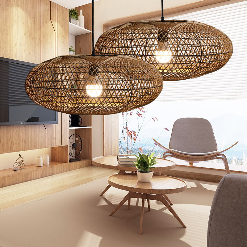 Hand Woven Pendant Light Rattan Lantern Lampshade