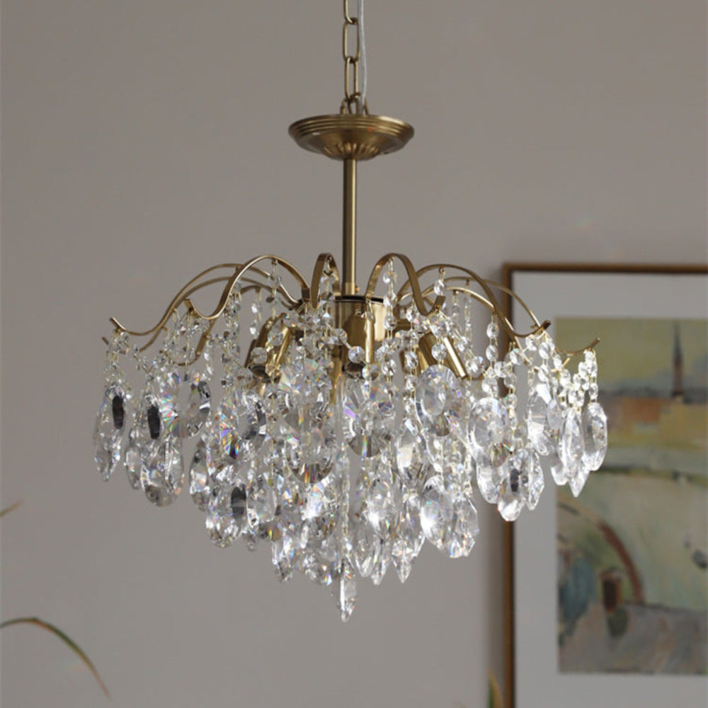 Retro Crystal Chandelier Sumptuous Romantic Amber Pendant Light